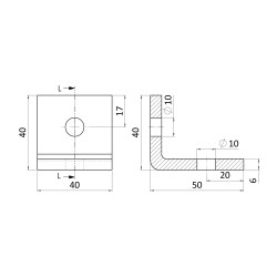 Montázny uholník - 2 otvory pre profil 41x21 a 41x41 Montázny uholník - 2 otvory pre profil 41x21 a 41x41